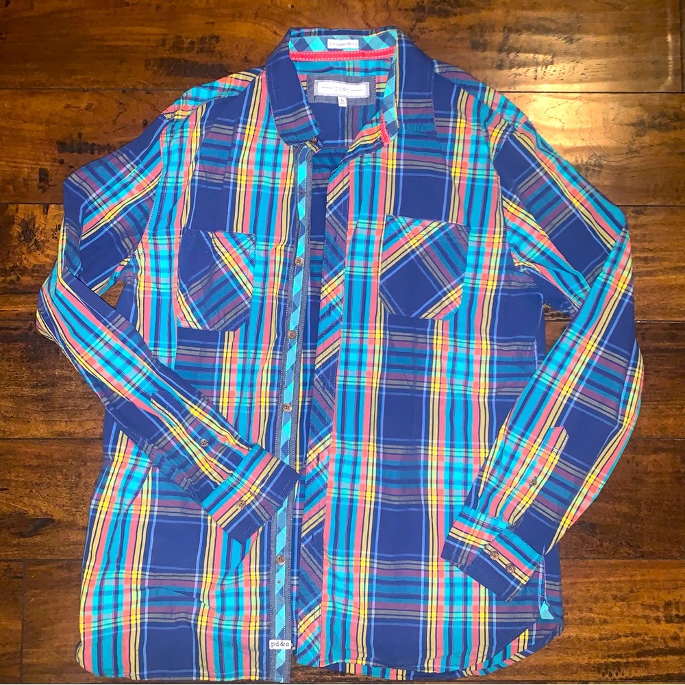 Mens Short Sleeve Button-down Size L